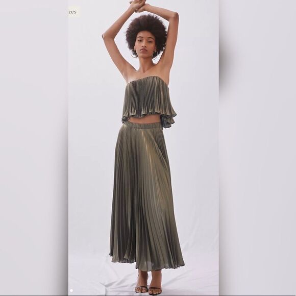 Anthropologie - Pleated Metallic Skirt Set. Size 10 - Picture 1 of 7
